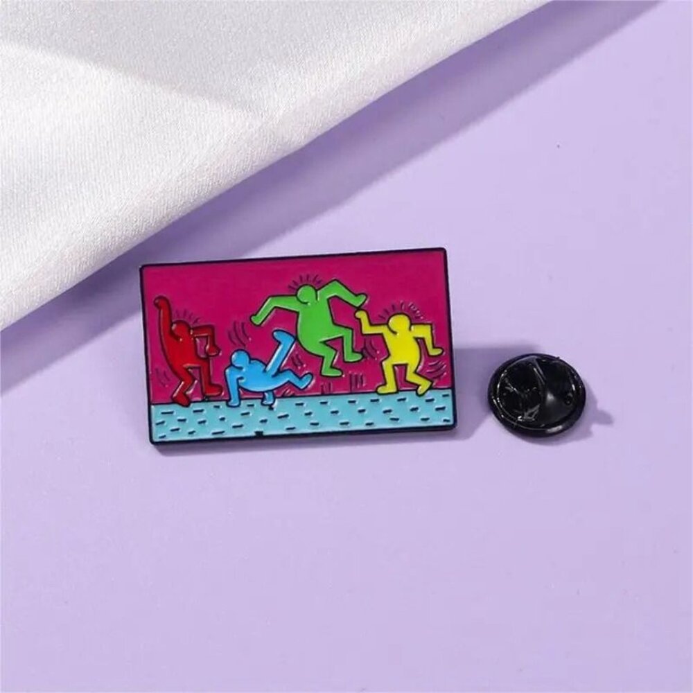 Newest Release of Keith Haring "Dancers" Lapel Pin In Red.
